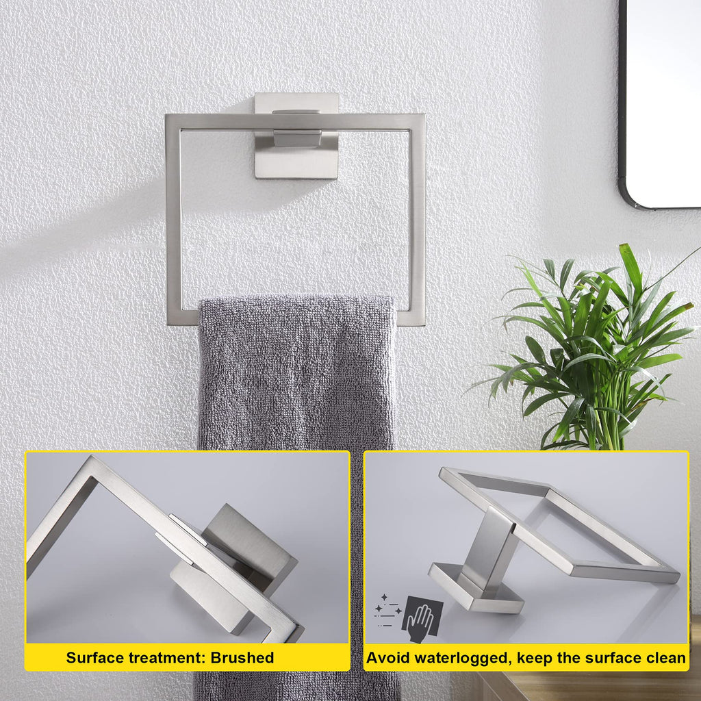 KOKOSIRI Bath Towel Ring Towel Hanger Bathroom Towel Holder Towel Rack Wall Mounted Stainless Steel Contemporary Style, Brushed Steel, B3004BR