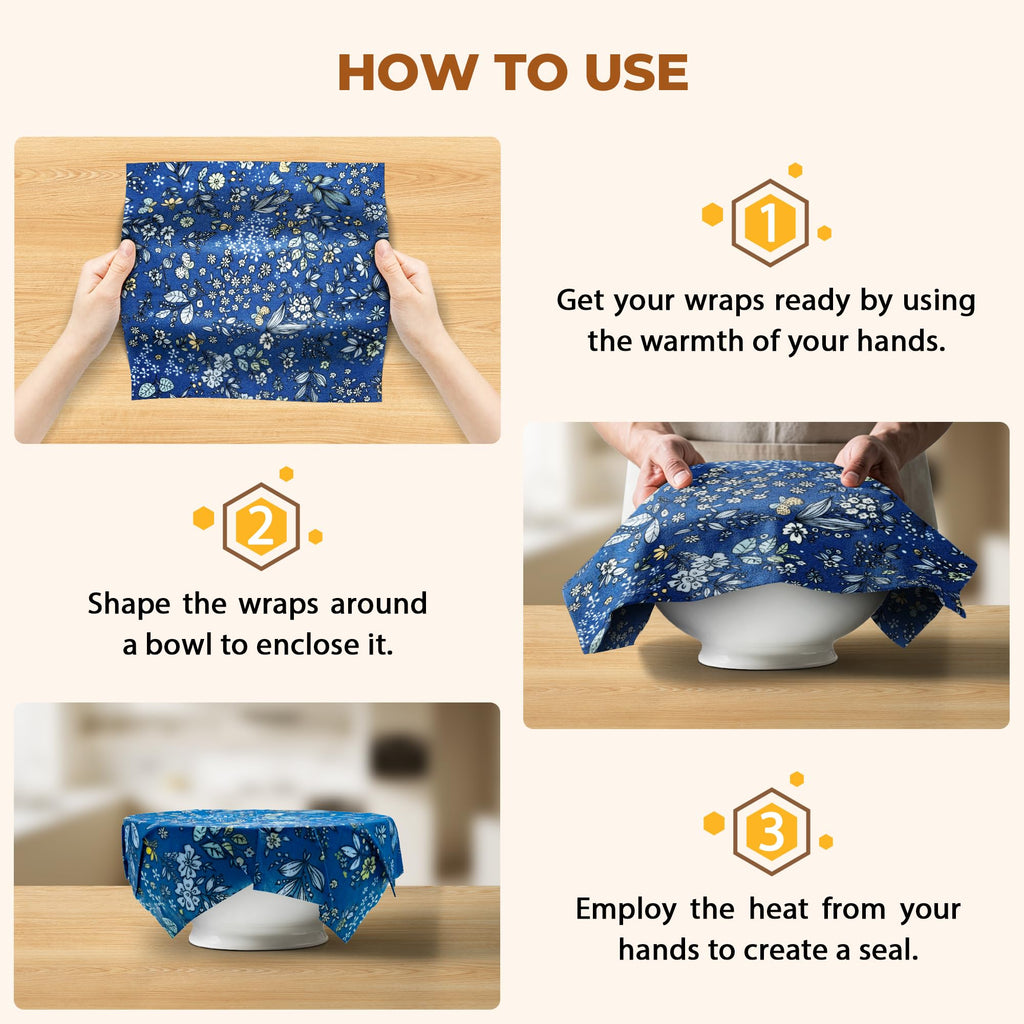 OHIYO Reusable Beeswax Wraps for Food, 9 Pack Organic Cotton Beeswax Paper (1XL+3M+5S), Bread Sandwich Wrap, Suitable for Bowls, Fruit, Cheese, Burger