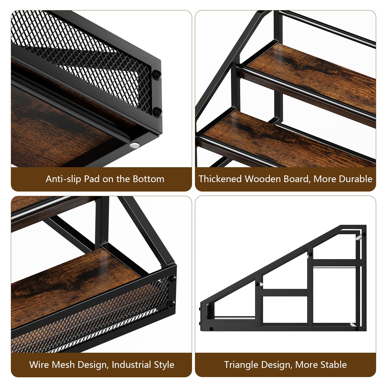 B4Life 3-Tier Liquor Bottle Display Shelf, Countertop Liquor Wine Rack, Bottle Storage Organizer for Whiskey and Spirits, Retro Bar Shelves and Shelf Stand, Mini Liquor Cabinet