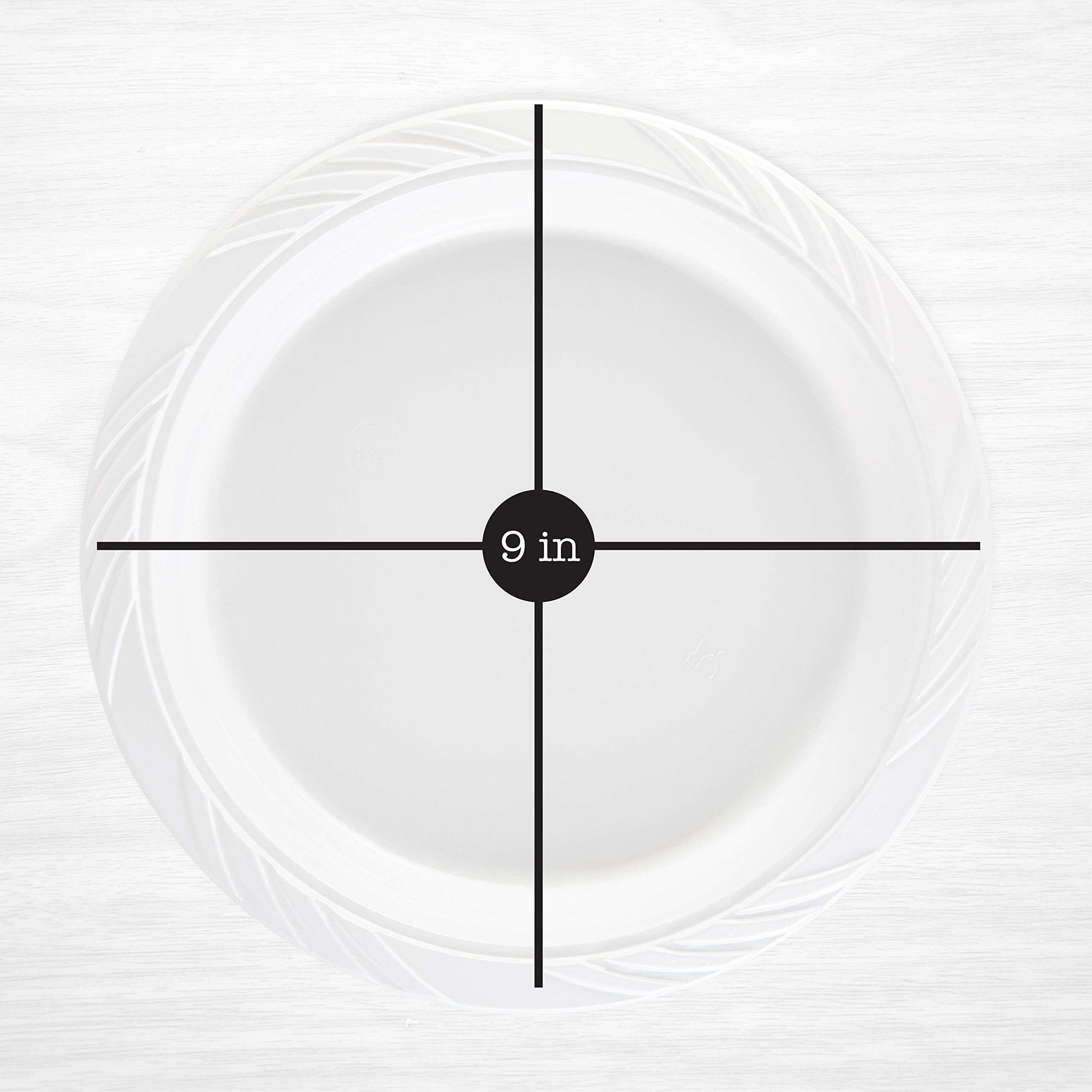 100 Count Disposable 9 Inch White Plastic Dinner Plates large
