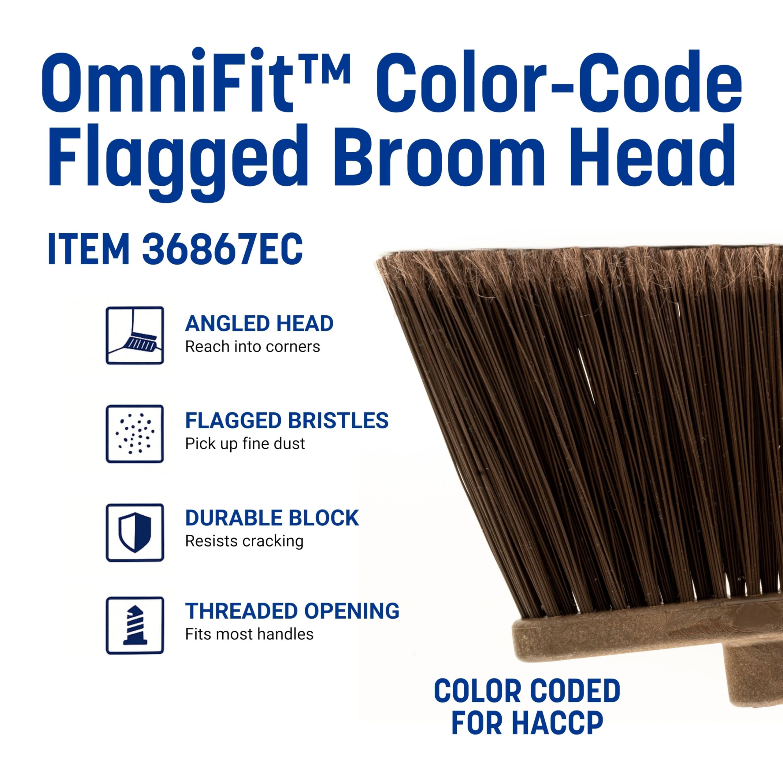 SPARTA Plastic Broom Head, Angled, Flagged for Small Debris Indoor, Outdoor, Home, Restaurant, Lobby, Office, 12 Inches, Brown