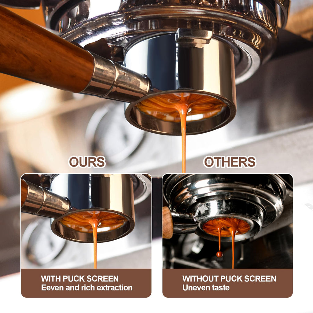 stochastic box 54 mm Bottomless Portafilter with Puck Screen, Compatible with Barista Express BES870XL, Stainless Steel Portafilter and Rosewood Handle