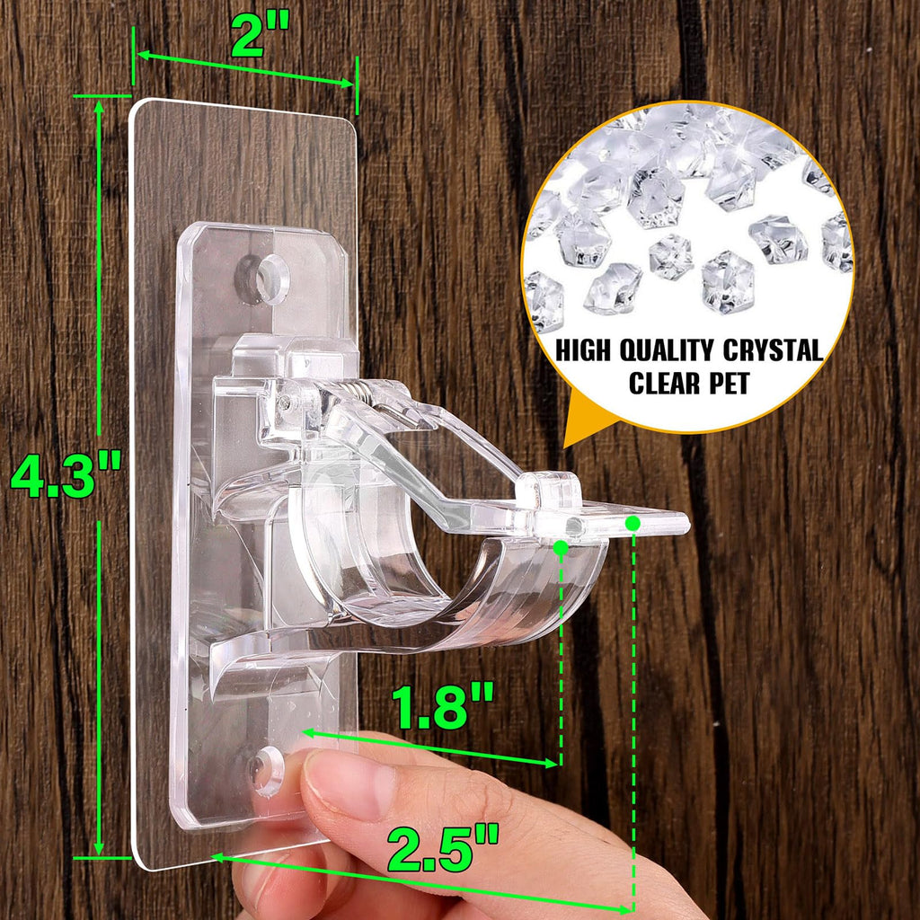 ANDGOO 8 Pack No Drill Curtain Rod Brackets, Holding Up to 17 lbs, PET Curtain Hangers, Nail-Free Adjustable Curtain Rod Holder for Bedroom, Bathroom, Living Room and Dorm