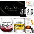 Engagement Gifts for Couples - Wine and Whiskey Glass Set for Newly Engaged, Boyfriend & Girlfriend, Fiance Fiancee, Mr and Mrs, His and Hers - Newlywed Wedding Gift