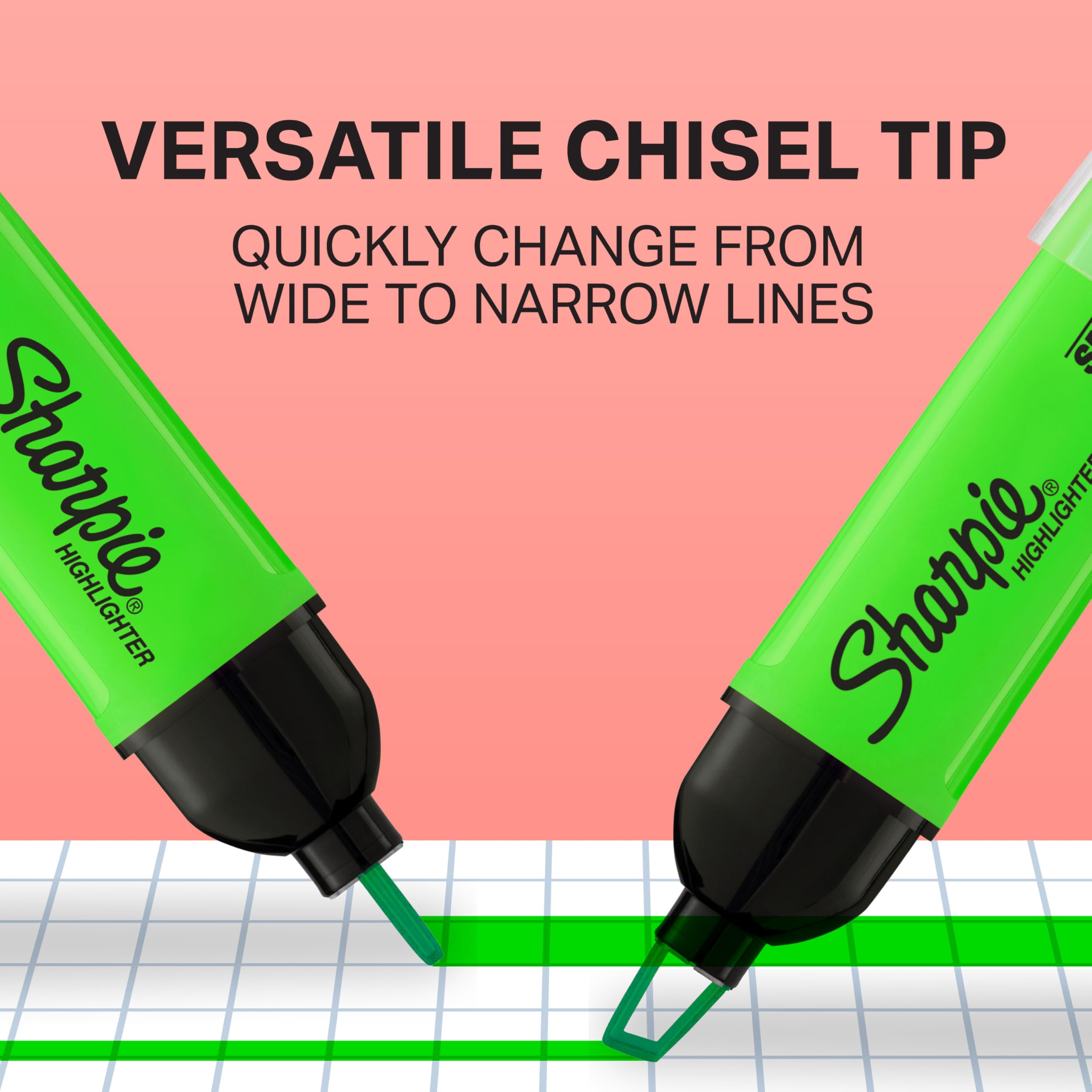 Sharpie Highlighter, Clear View Tank Highlighter with See-Through Chisel Tip, Assorted, 8 Count