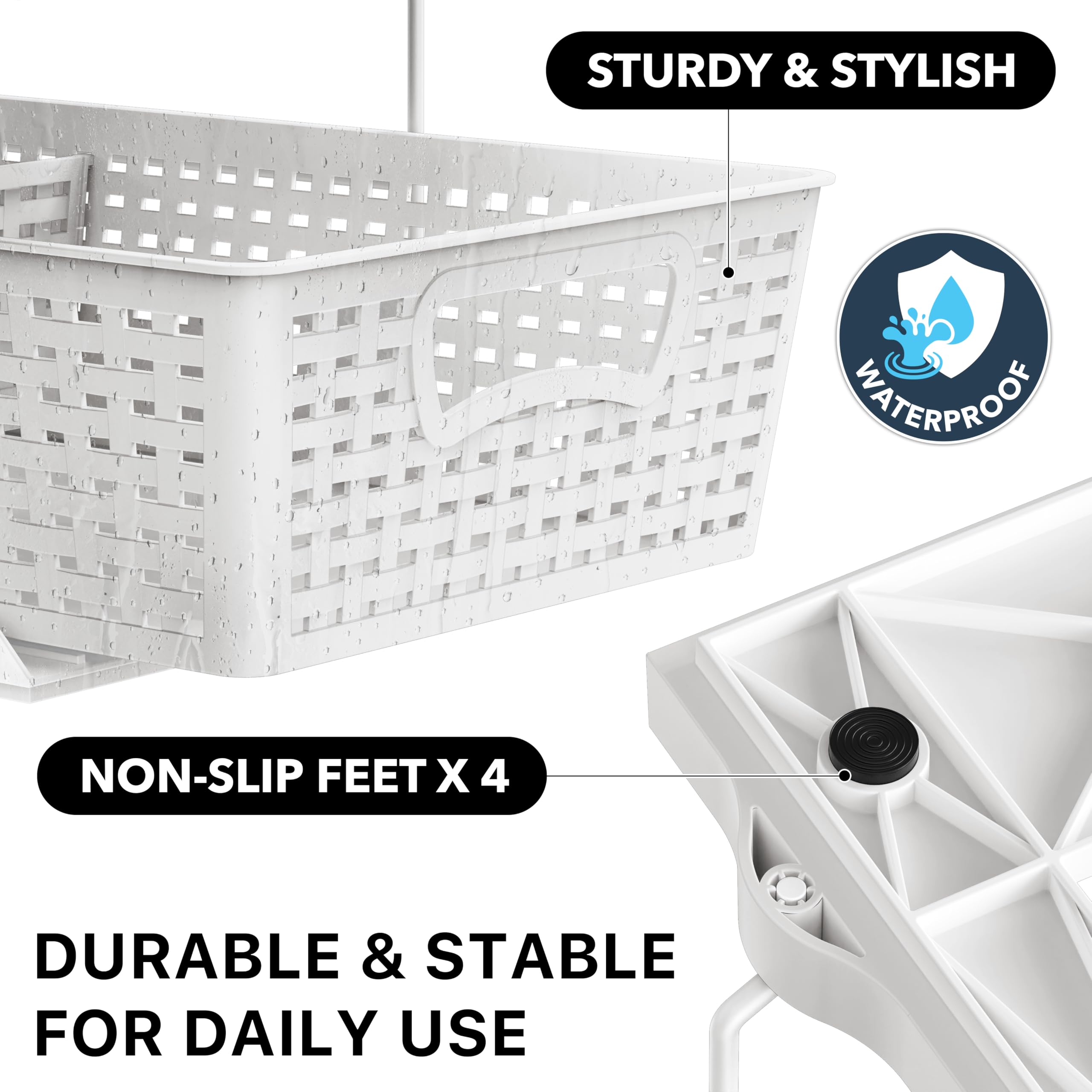 Simple Houseware 2 Tier Bathroom Organizer Tray Pull-Out Sliding Drawer/Under-Sink Storage, White