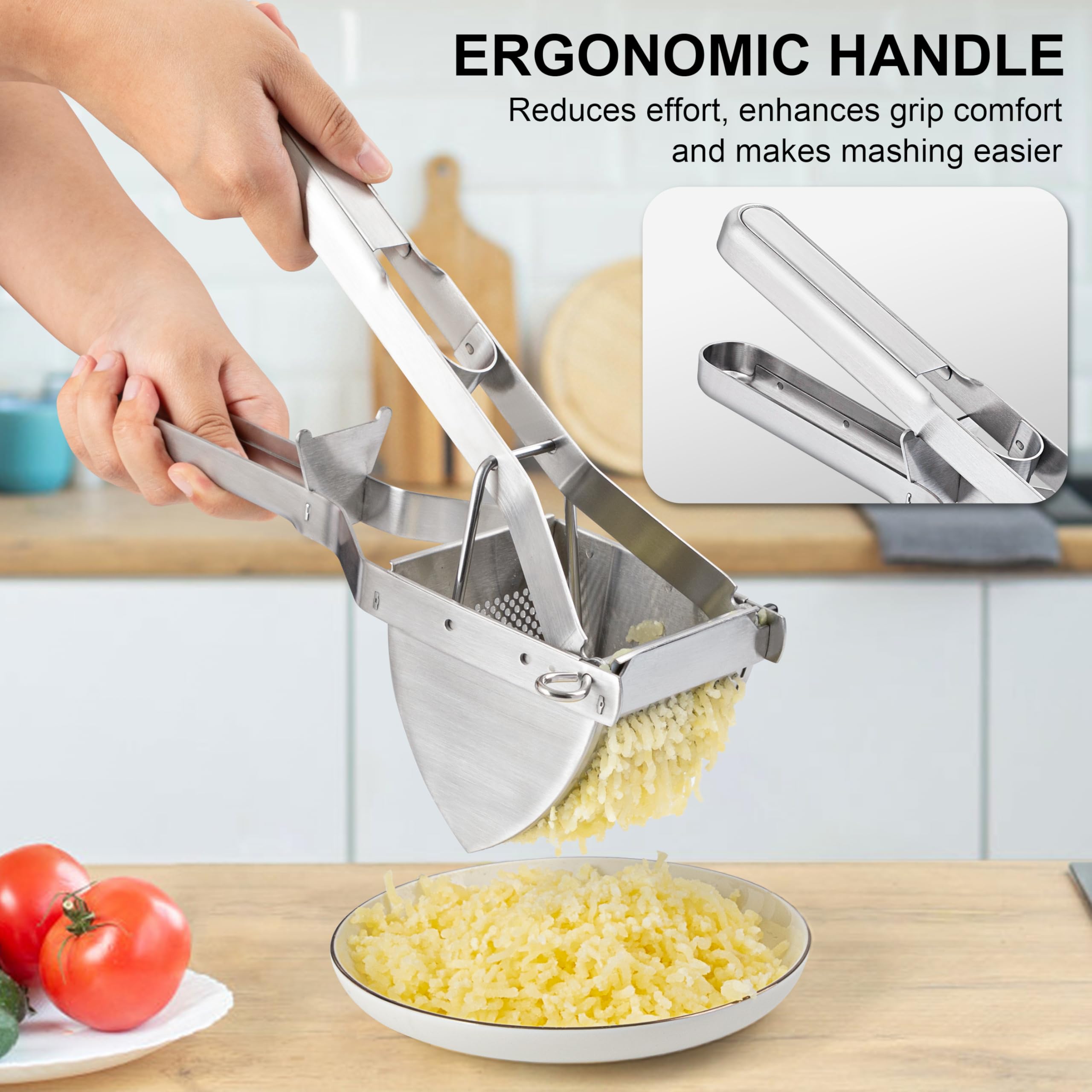 MyLifeUNIT Potato Ricer, Stainless Steel Potato Masher & Squeezer, Extra Large Capacity Ricer for Mashed Potatoes, Ergonomic Comfort Grip