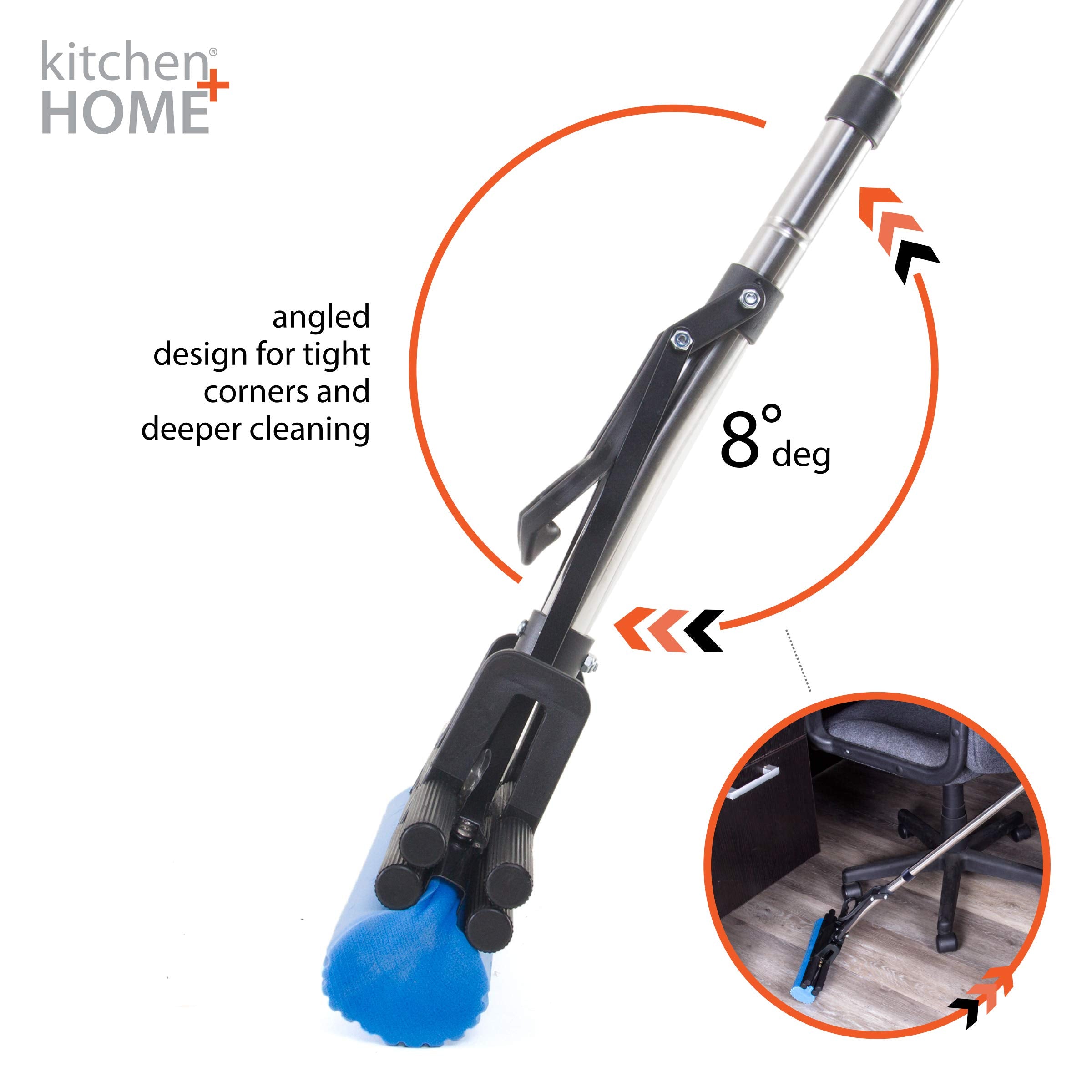 Kitchen + Home PVA Sponge Roller Mop - 11" Quadruple Roller All Purpose Floor Cleaner