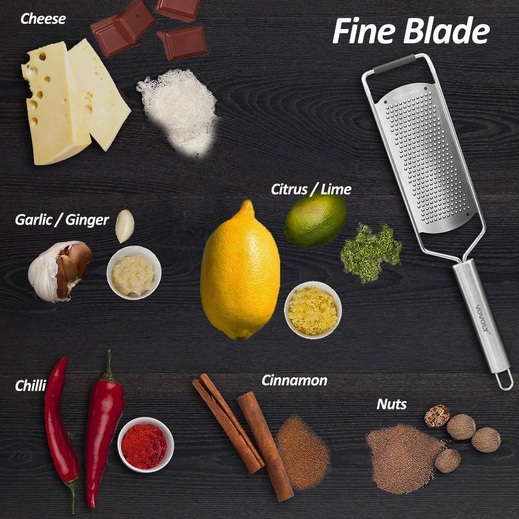 Professional Zester Grater Set,4-Pcs Cheese Grater, Fine/Coarse/Extra Coarse/Slider Attatchement, Kitchen Grater with Razor-Sharp Stainless Steel Blade