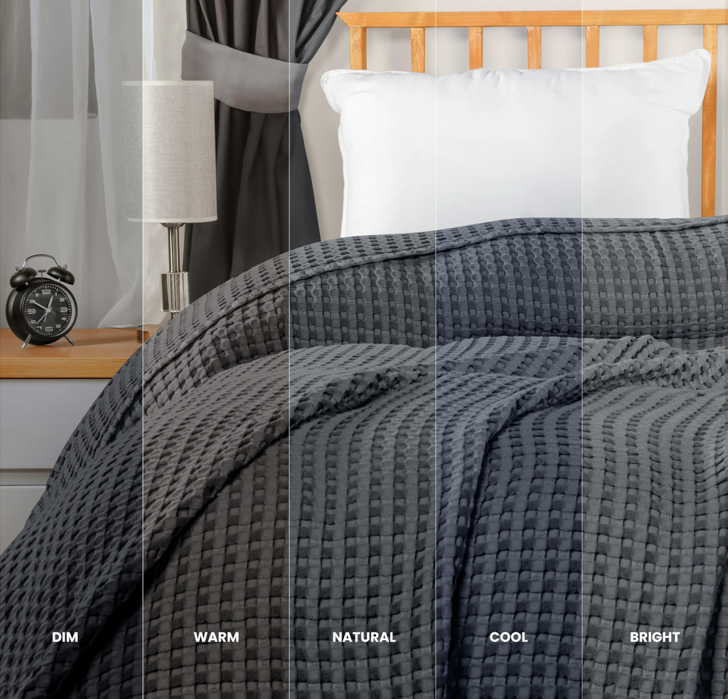 Utopia Bedding 100% Cotton Waffle Weave Blanket Queen Size for Bed - Lightweight, Breathable Summer Blanket, Soft Cozy Gift for Mother’s Day Home Decor (Charcoal, 90x90 Inch)