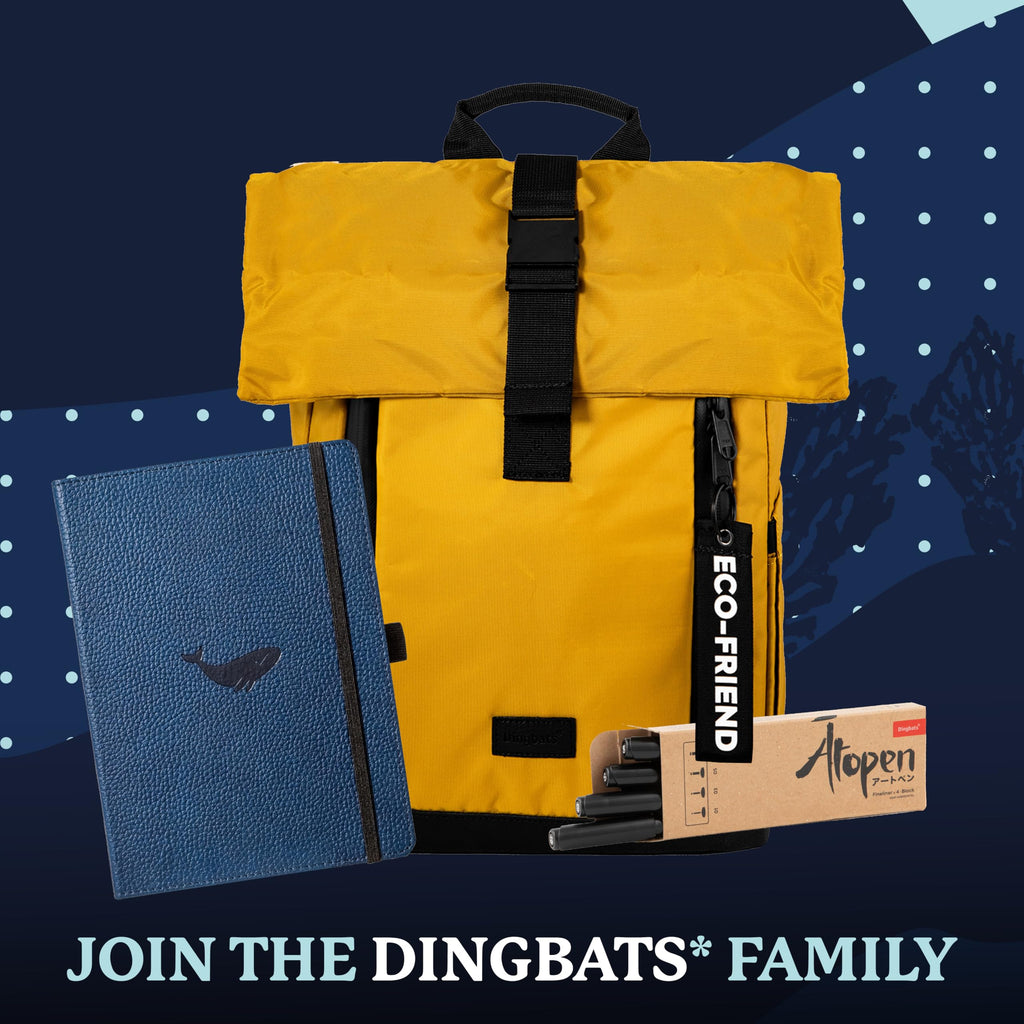 Dingbats* Wildlife Dotted Journal A5 - Vegan Leather Hard Cover, Ideal for Work, Travel - Pocket, Elastic Closure, Bookmark