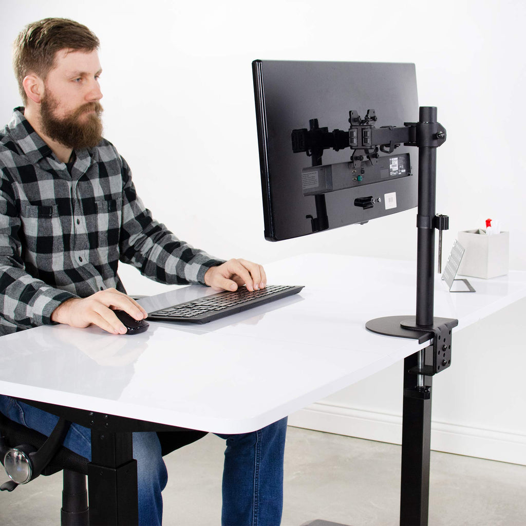 VIVO Black Steel Reinforcement Bracket Mount Plate for Thin, Glass, and Other Fragile Table Tops, Clamp Compatible with Most Monitor Stand C-Clamp Installations STAND-AC01R