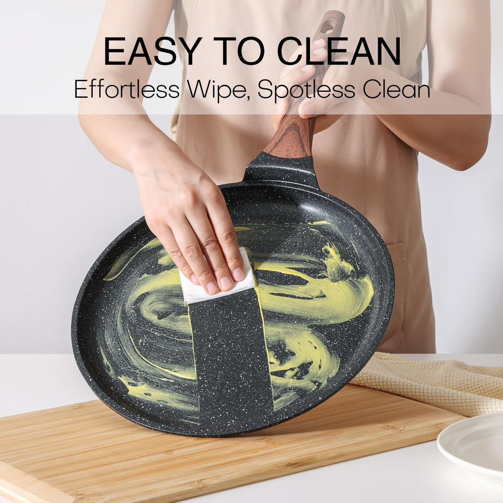 Kordisen Crepe Pan Nonstick, 10 Inch Granite Coating Comales para Tortillas Dosa Pan with Spreader, Induction Compatible, PFOA Free