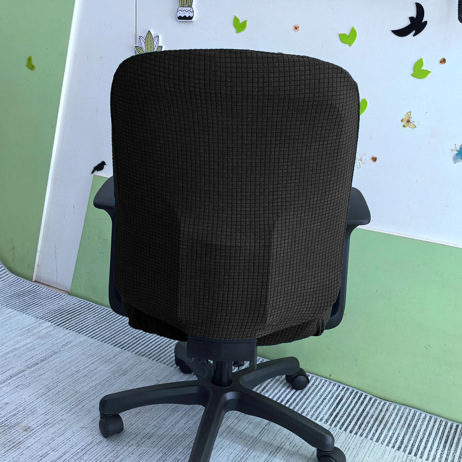 4 Pcs Office Chair Covers Set Stretchable Protective Rotating Computer Chair Seat Covers with Armrest Covers (Black)
