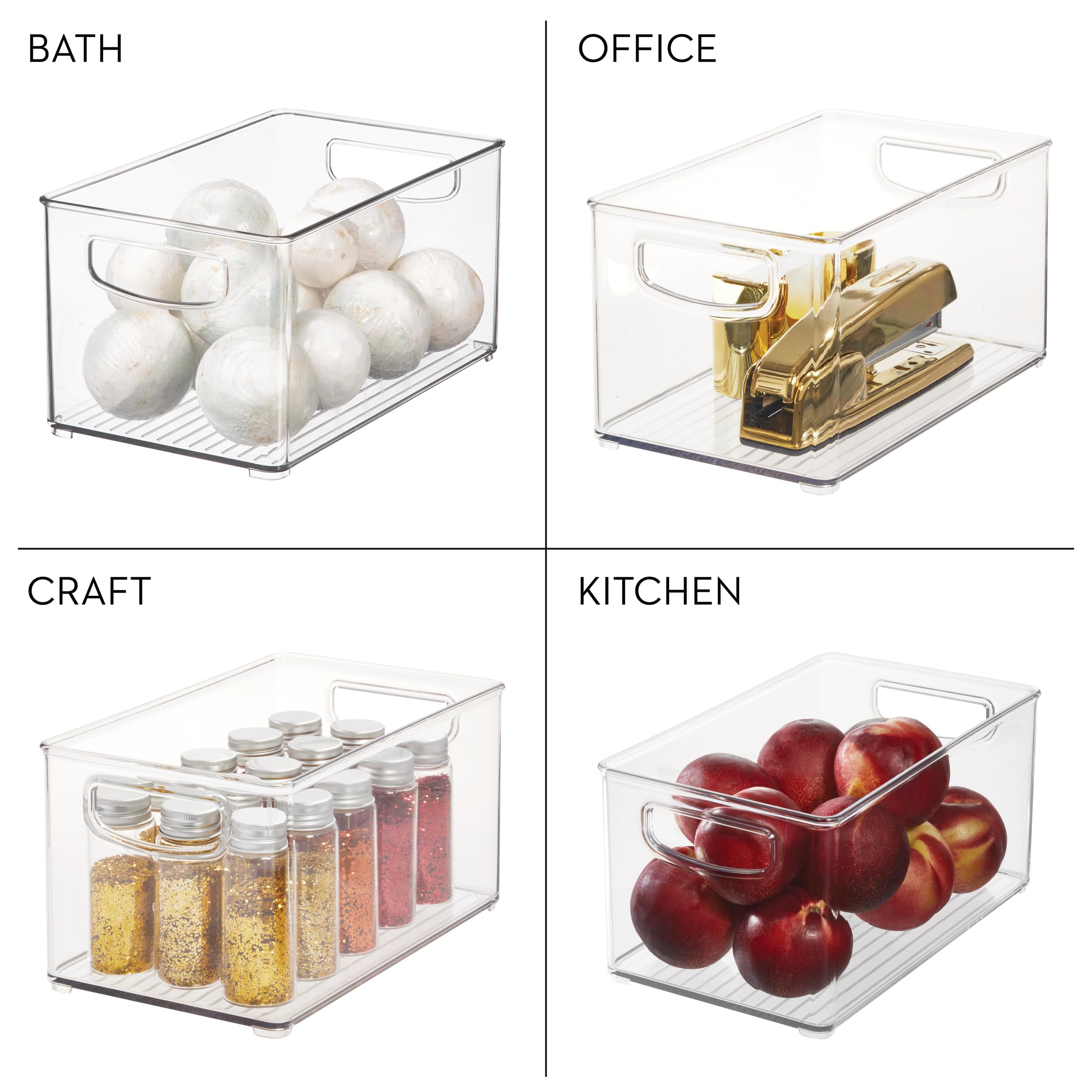 iDesign Plastic Storage Organizer Bin with Handles for Kitchen, Fridge, Freezer, Pantry, and Cabinet Organization, BPA-Free, Large
