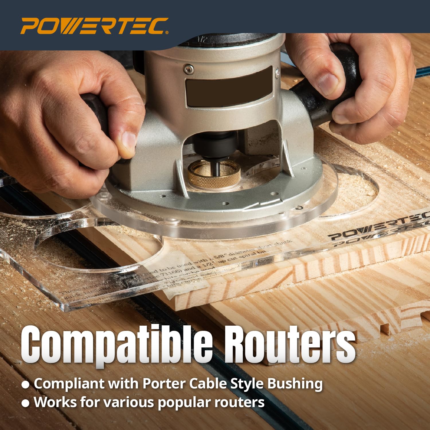 POWERTEC 71333 Router Bits Solid Brass Inlay Kit | for 1/4 Templates for High RPM Routing | Includes 1/8 Carbide Router Bit/Cutter + 1/4 Shank, Universal Bushing, Retainer Nut, Collar, Alignment Pin