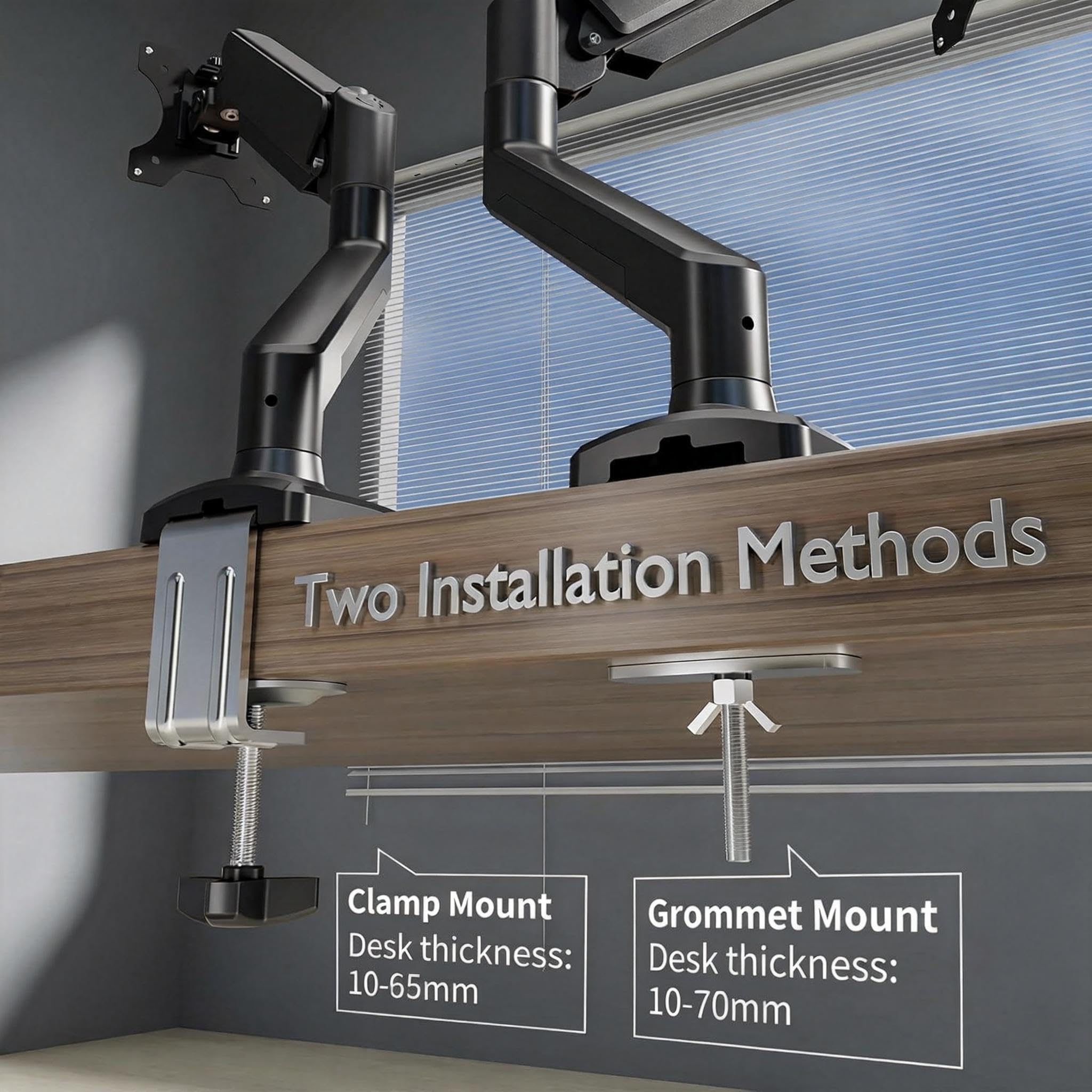 C-MOUNTS Single Monitor Arm Desk Mount，Gas Spring Monitors Arm for 17-32 inch Screens,Adjustable Computer Monitors Stand up to 4.4 to 19.8 lbs,Vesa Mount with Clamp and Grommet Base, VESA 75 & 100mm