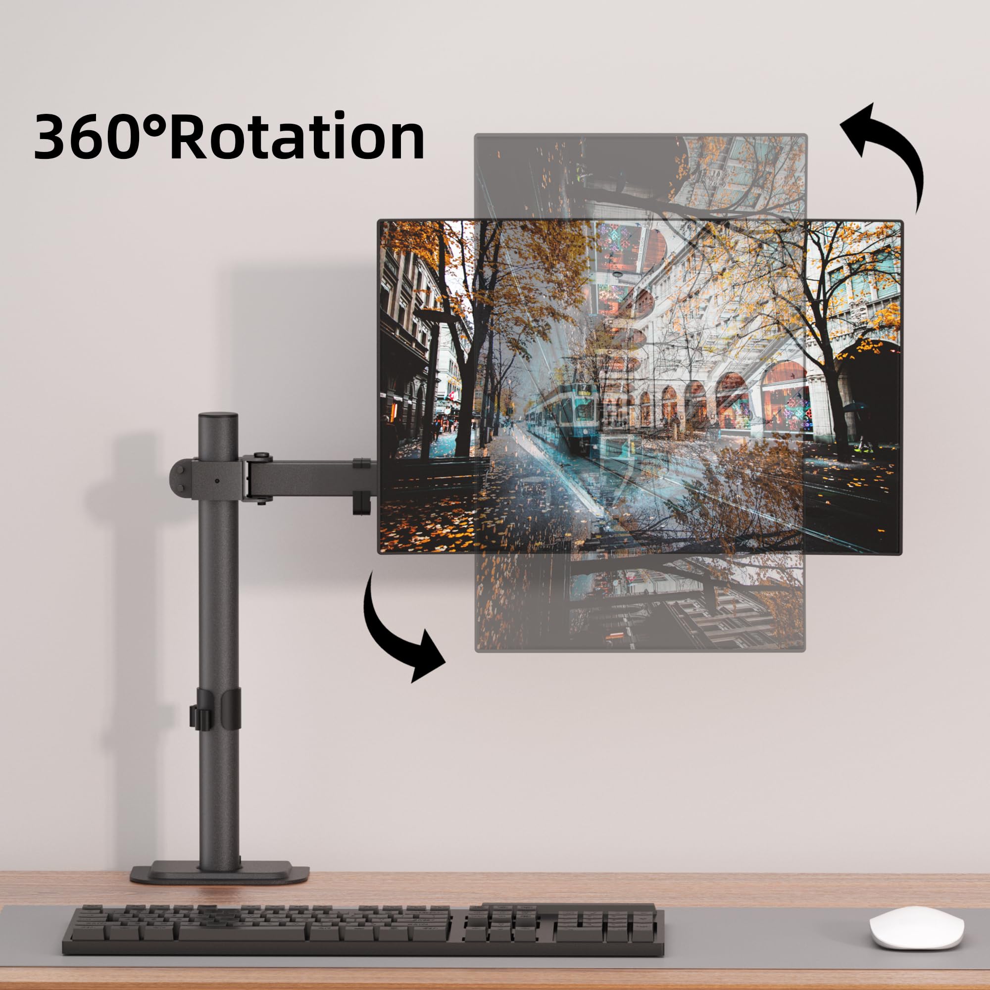 Bracwiser Single Fully Adjustable Monitor Arm Stand Mount Fits One Screen 13-32 inch 22lbs for Monitor Computer Screen 13 15 17 19 20 22 23 24 26 27 30 32 inch VESA 75 100 (MD7421)…