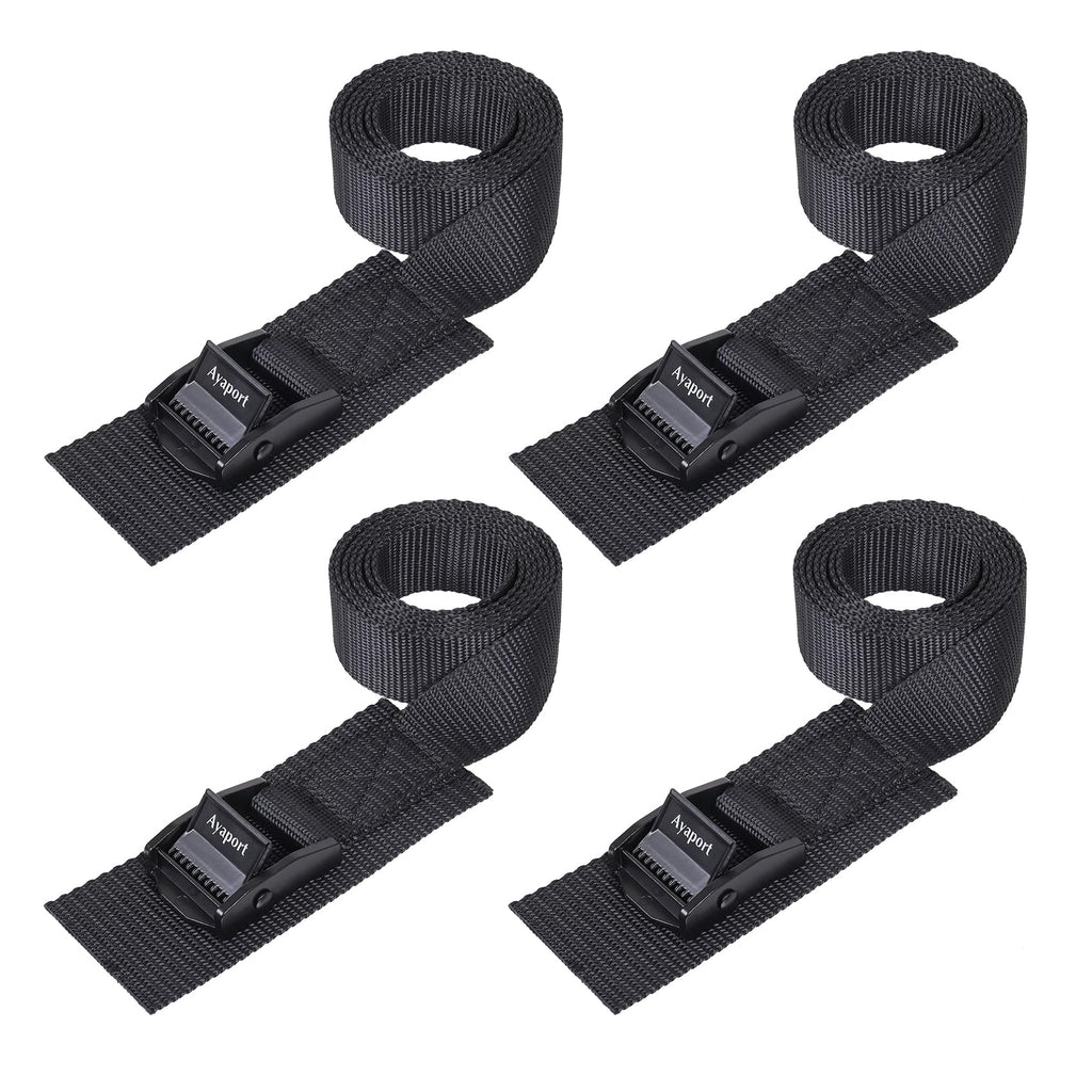 Ayaport Lashing Straps with Buckles Adjustable Cam Buckle Tie Down Cinch Strap for Packing Black 4 Pack (0.75'' x 48'')