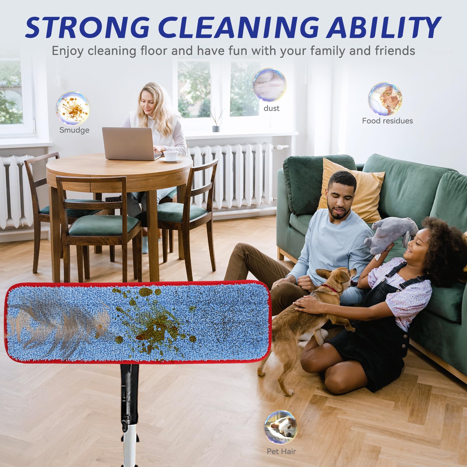 Replacement Microfiber Pad for Rubbermaid Commercial 18.5 Inch Mop Head - 6 Pack Wet & Dry Commercial Cleaning Refills Reusable Mops Refills Fit for Any Microfiber Flat Mop System 18.5"