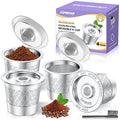 CAPMESSO Reusable K Cups for Keurig: Stainless Steel Refillable K Cup - Reusable Coffee Filter for Keurig 1.0 Coffee Maker, Permanent, Eco-Friendly, Innovative Design (4* Dual-mesh Reusable k Cups)