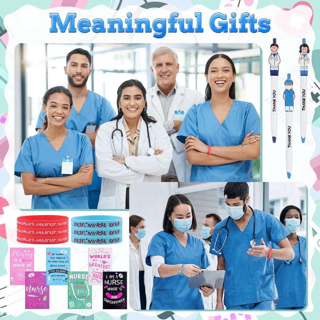 24 Pcs Nurse Appreciation Gifts Bulk Nursing Week Gifts Inspirational Notebooks Nurses Pens Makeup Bags Bracelets 2026 Nurse Week Gift Thank You Gifts for Nurses Doctor Medical Staff Nursing Students