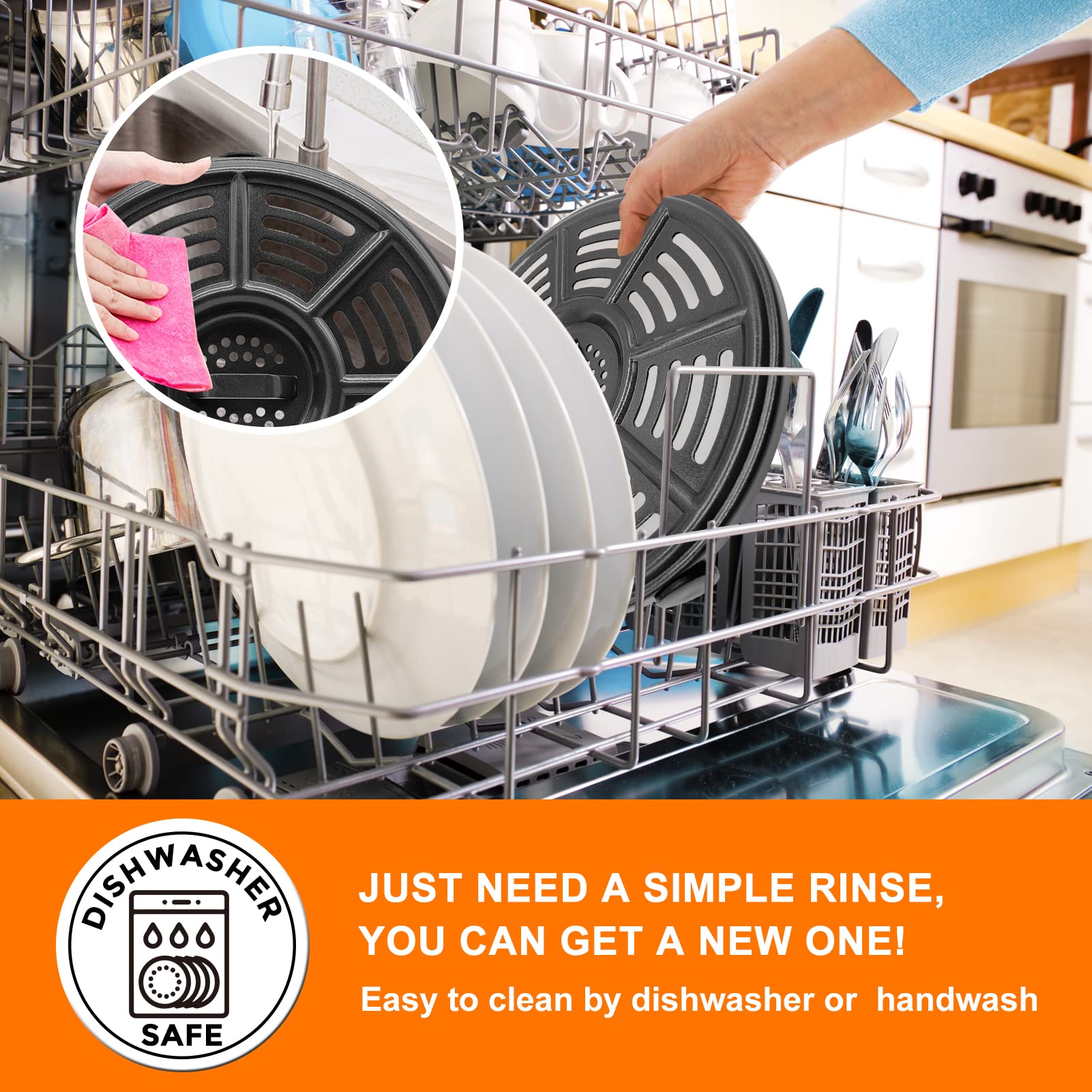 GWYXC Air fryer Accessories for Ninja AF101 4 QT AF161 Max XL AF150 XL Air Fryer, 8.2'' Round Food Grade Air Fryer Grill Pan Plate Crisper Plate Replacement Parts Tray Rack,Dishwasher Safe