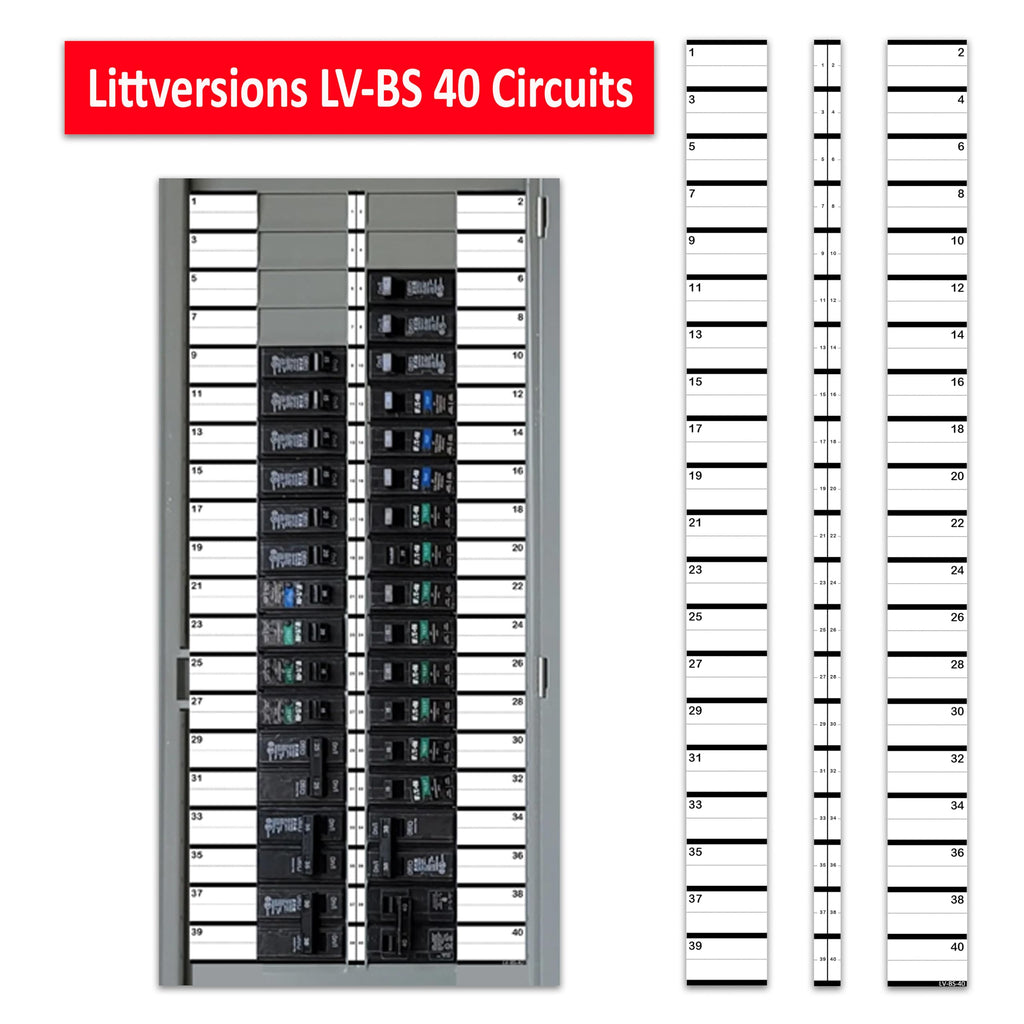 2 Pack 1" White Breaker Side 40 Circuits 2 Labels Vinyl Fuse Box Circuit Breaker Panel Directory Labels/Decals/Stickers for All Electrical Panel/Load Centers Waterproof