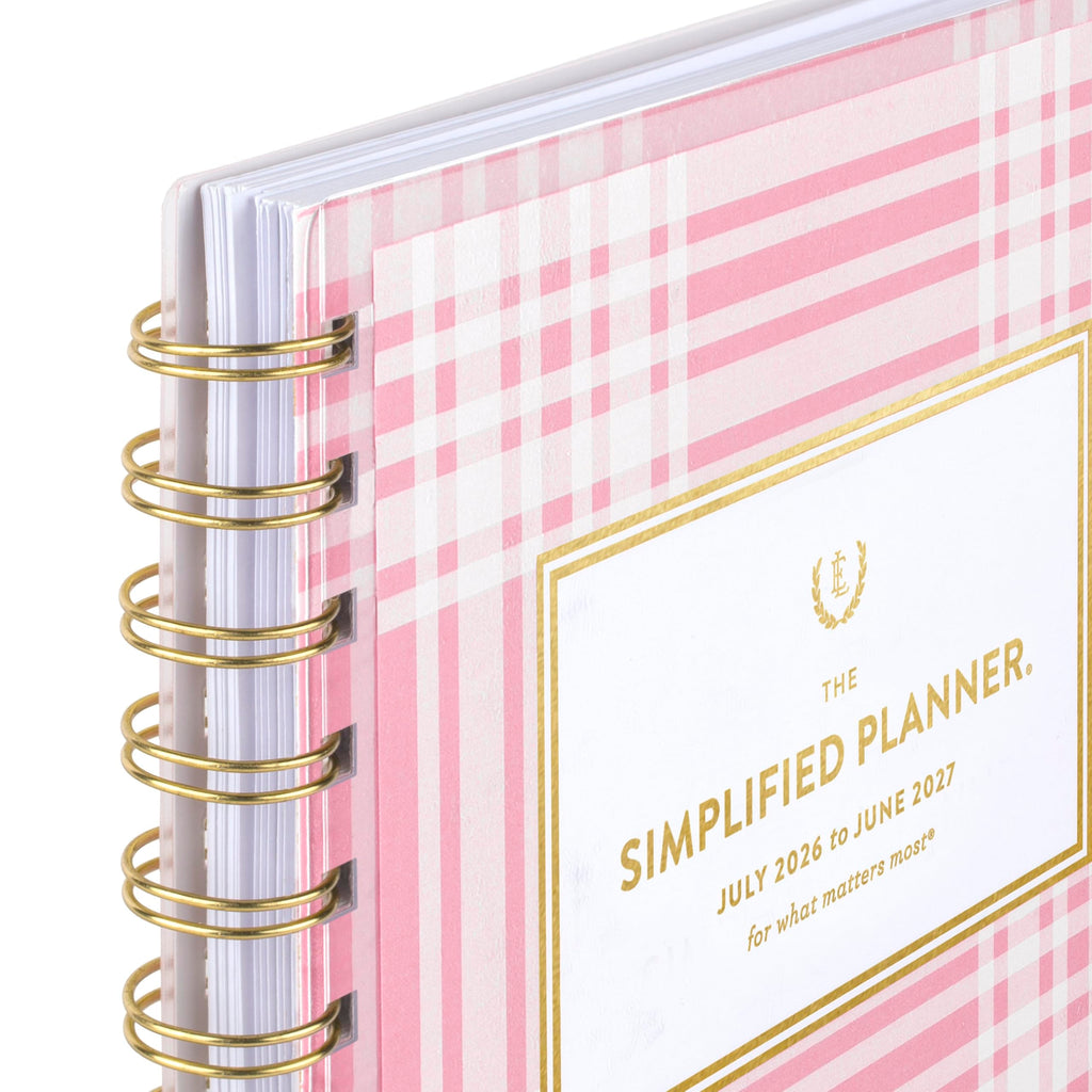 AT-A-GLANCE Planner 2026-2027 Weekly & Monthly Academic 12-Month July-June, 5-1/2" x 8-1/2", Front Cover Pocket, Simplified by Emily Ley, Oversized Plaid (EL51-201A)