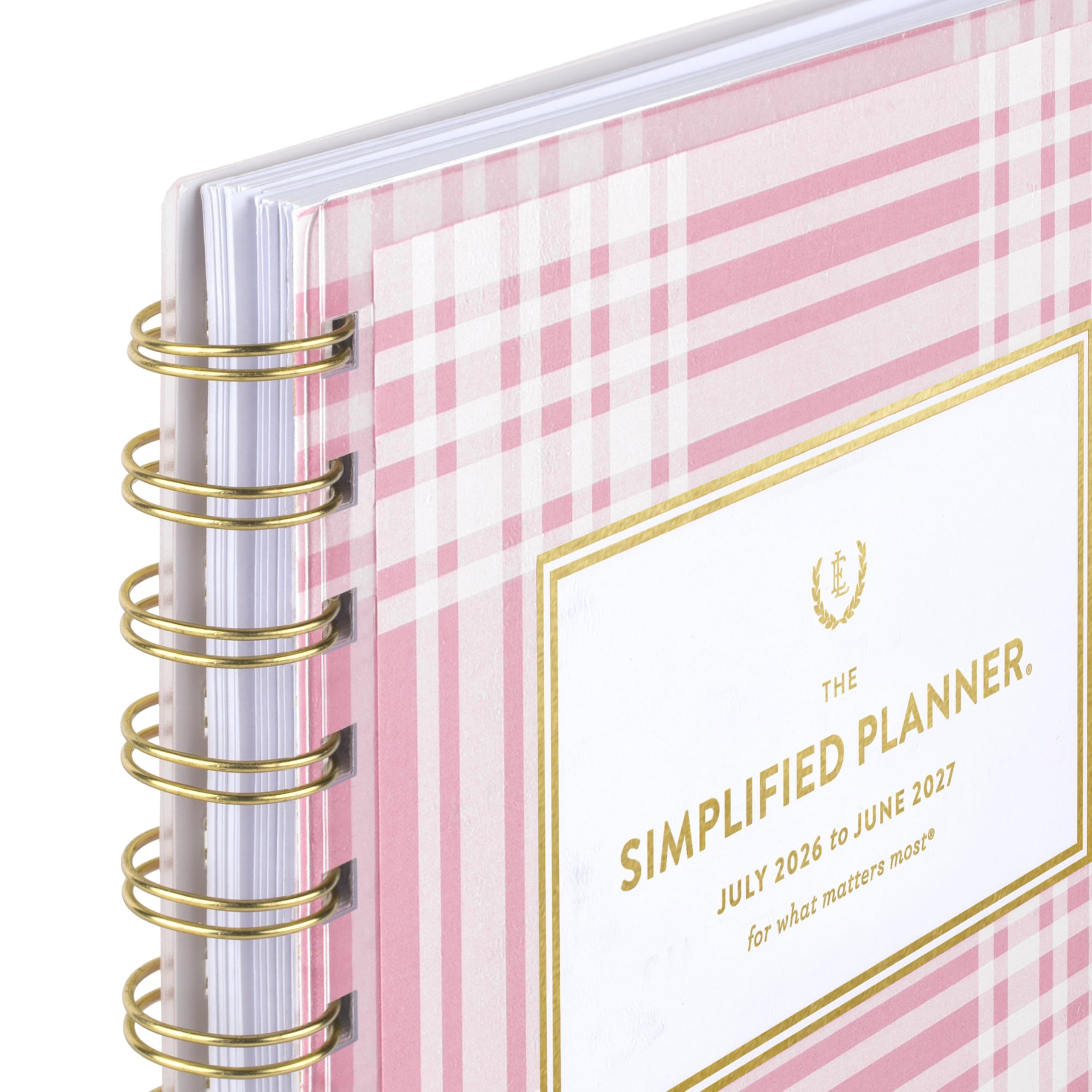 AT-A-GLANCE Planner 2026-2027 Weekly & Monthly Academic 12-Month July-June, 5-1/2" x 8-1/2", Front Cover Pocket, Simplified by Emily Ley, Oversized Plaid (EL51-201A)