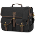RAINSMORE Canvas Messenger Bag Men 17.3 Inch Laptop Bag Waterproof Computer Briefcase Retro Satchel Bag Large Shoulder Bag