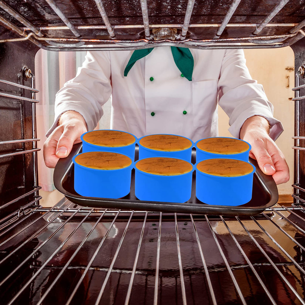 mifengda 12pcs Silicone Cake Mold Baking Round Cake Molds 4 Inch Non-Stick Baking Pan Kitchen Silicone Cake Molds for Baking(Red, Blue, 4inch)