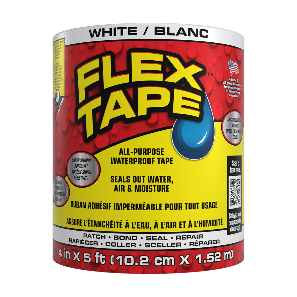 Flex Tape - Super Strong Waterproof Tape Works Underwater; Patch & Seal Indoor & Outdoor Projects; Instantly Stop Leaks with its Flexible, Thick Rubberized Adhesive Backing; Great for Home Repairs, Plumbing, Outdoor Gear, Marine & Water Sports, DIY Projec