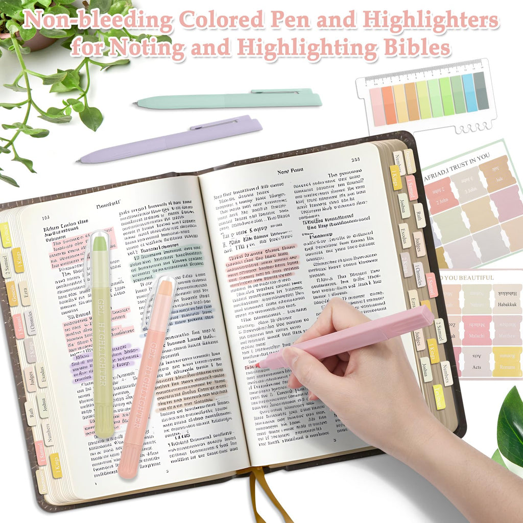 Bible Journaling Kit, Bible Study Supplies Journaling Kit with Highlighters Marker Pens No Bleed Strip Index Tabs Bible Accessories Set for Women Students Beginner, Christian Gifts