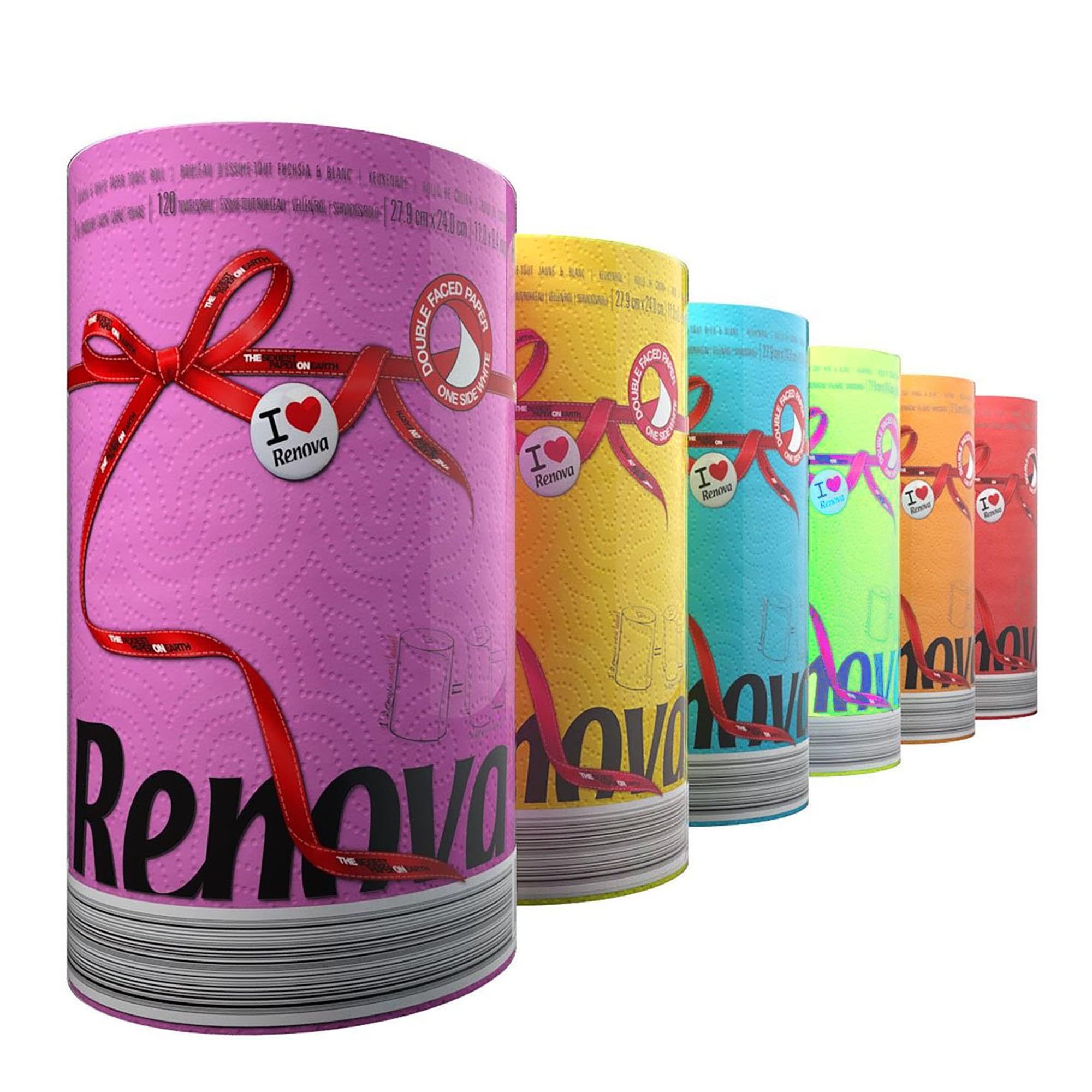 Renova Luxury Colored Paper Towel Jumbo Roll 2-Ply Sheets Blue, 120 Count
