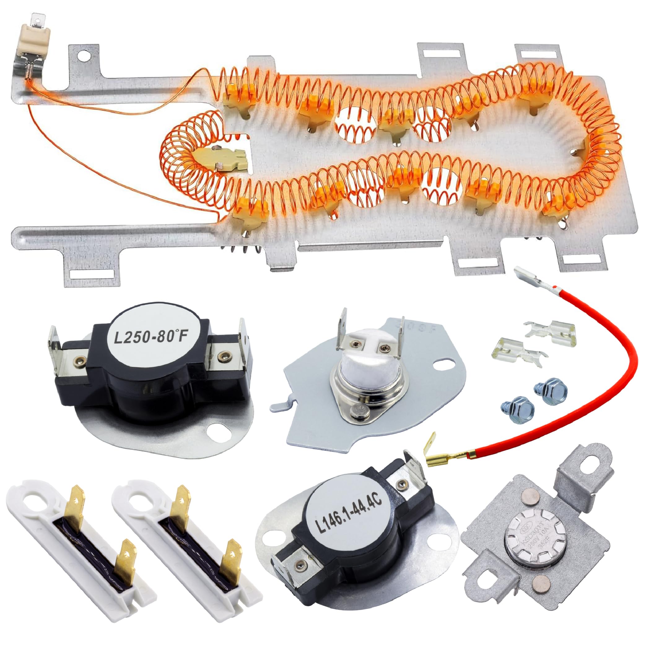 8544771 Dryer Heating Element, 279973 3392519 Thermal Fuse and 279816 Thermostat Dryer Kit Replacement by Blue Stars – Exact Fit For Whirlpool Kenmore Maytag and More