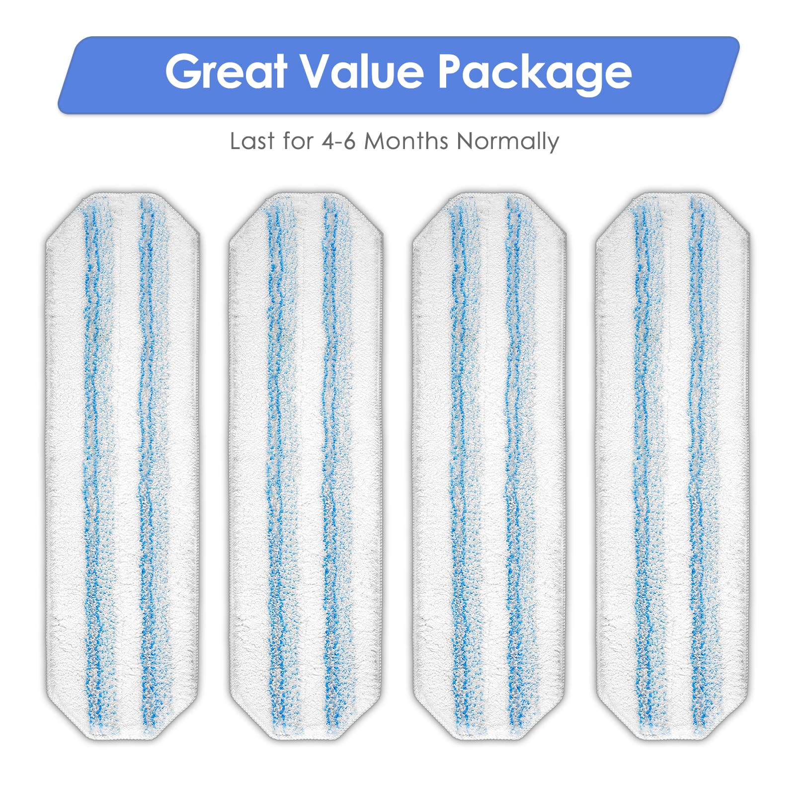 (4 Pieces) H2prO Replacement Mop Pads Compatible with Vileda H2prO Mop, Washable Mop Cloths, Microfiber Mop Head, Mop Pad Refill Accessories, Mopping Pads