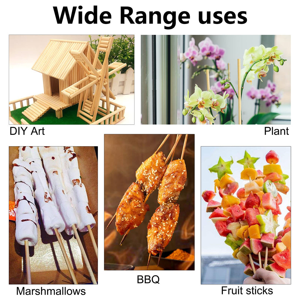 BLUE TOP 200pcs Natural Bamboo Skewers 10 inch Φ=4mm;Bamboo Sticks for Grilling, BBQ, Kabob,; Candy Sticks for Fruits, Candies, Chocolate Fountain, Appetizer, Plant Sticks for flower tomato growth