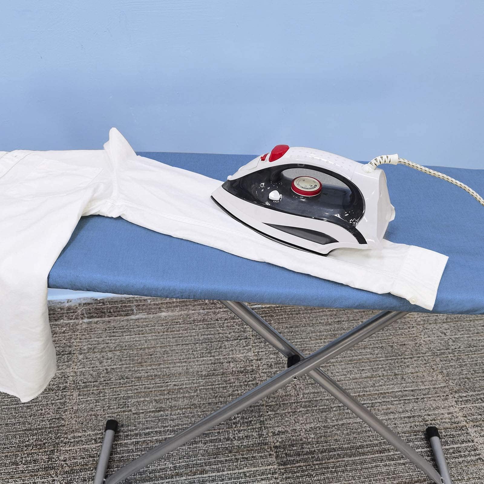VividPaw Ironing Board Cover and Pad, Standard Size 15x54, Thick Padding, Elastic Edge, Silicone Coated, Resist Scorching and Staining, Adjustable Fastener, Heavy Duty Padded Iron Board Covers (Blue)
