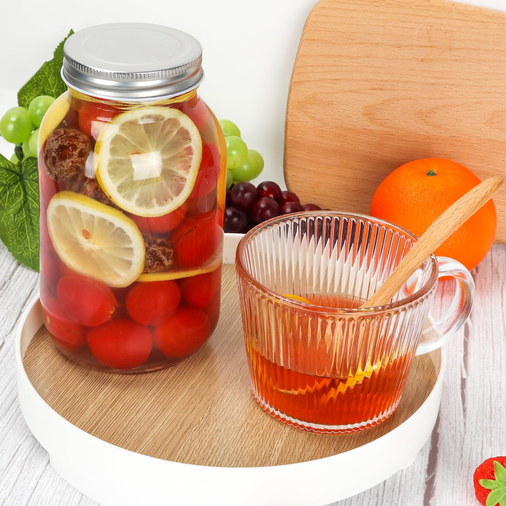 32 oz Mason Jars with Airtight Screw Lids, 6 Pack Glass Canning Jars,1000ml Food Storage Jars for Jams,Overnight Oats,Salad,Drink Favors,DIY Crafts