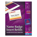 Avery 5392 Insert Badge Refill, Fits 3-Inch x4-Inch, 6/Sht, 300/BX, WE