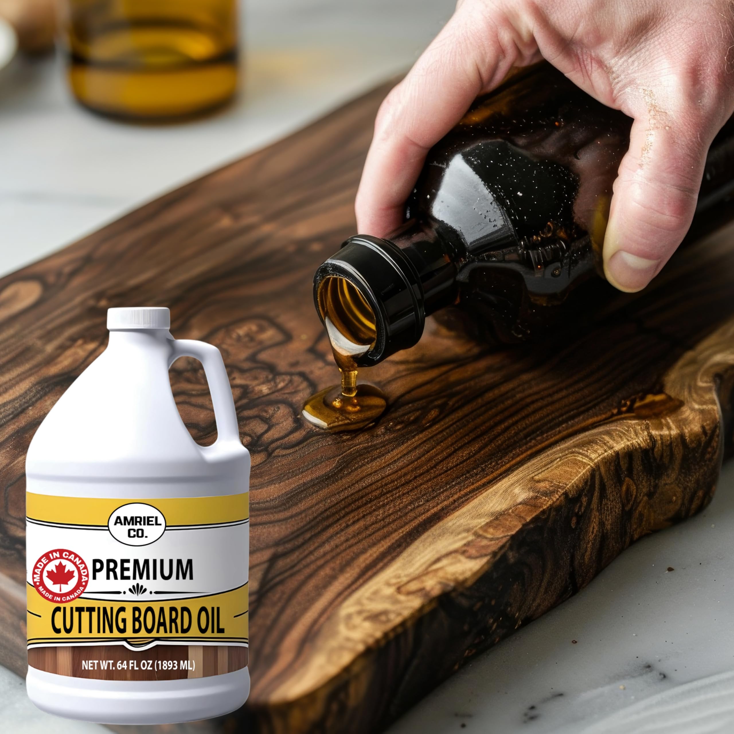 Cutting Board Oil 64 fl oz – 100% Food-Grade Mineral Oil for Protecting and Restoring Wooden Cutting Boards BY AMRIEL CO.