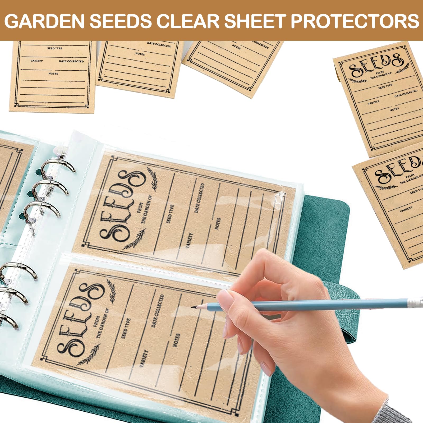100Pc Self-Sealing Seed Envelopes for Garden, Saving, Collection, and Organization - Storage Box and Binder Included - Ideal for Every Gardener (Green)
