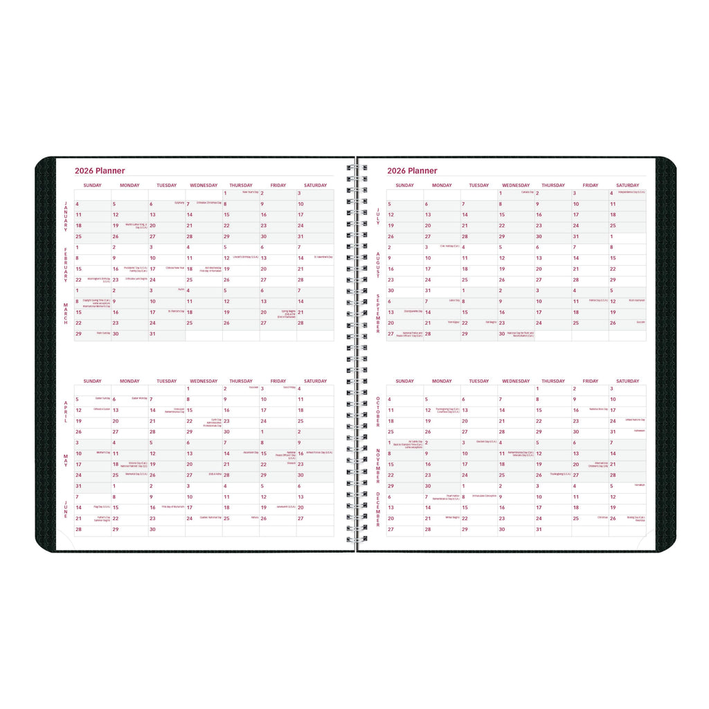 Brownline® 2026 DuraFlex Monthly Planner, 14 Months, December 2025 to January 2027, Twin-Wire Binding, 11" x 8.5", Black (CB1262V.BLK-26)