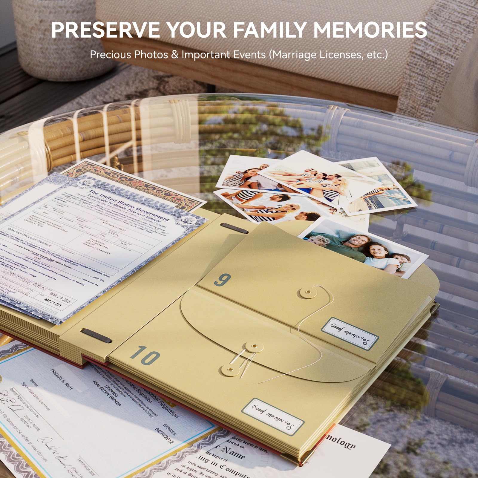 ABC life Important Document Organizer, Customized Expanding File Folder with for Important Papers, Letters, Birth Certificates, Emergency Binder, Photos, Passports, Oil-Painted Vase