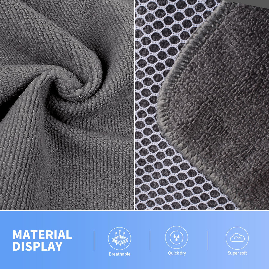 KinHwa Microfiber Dish Cloths Super Absorbent Kitchen Wash Cloth Dish Rags for Washing Dishes Fast Drying Cleaning Cloth with Scrub Side (Grey, 10inch X10inch 9Pack)