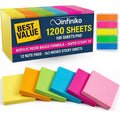 Sticky Notes 3x3 (12 Pads/1200 Sheets) – 2026 Improved Adhesive, Super Sticky & Bright Neon Colors – 1200 Sheets – Ideal for School, Office & Desk Supplies