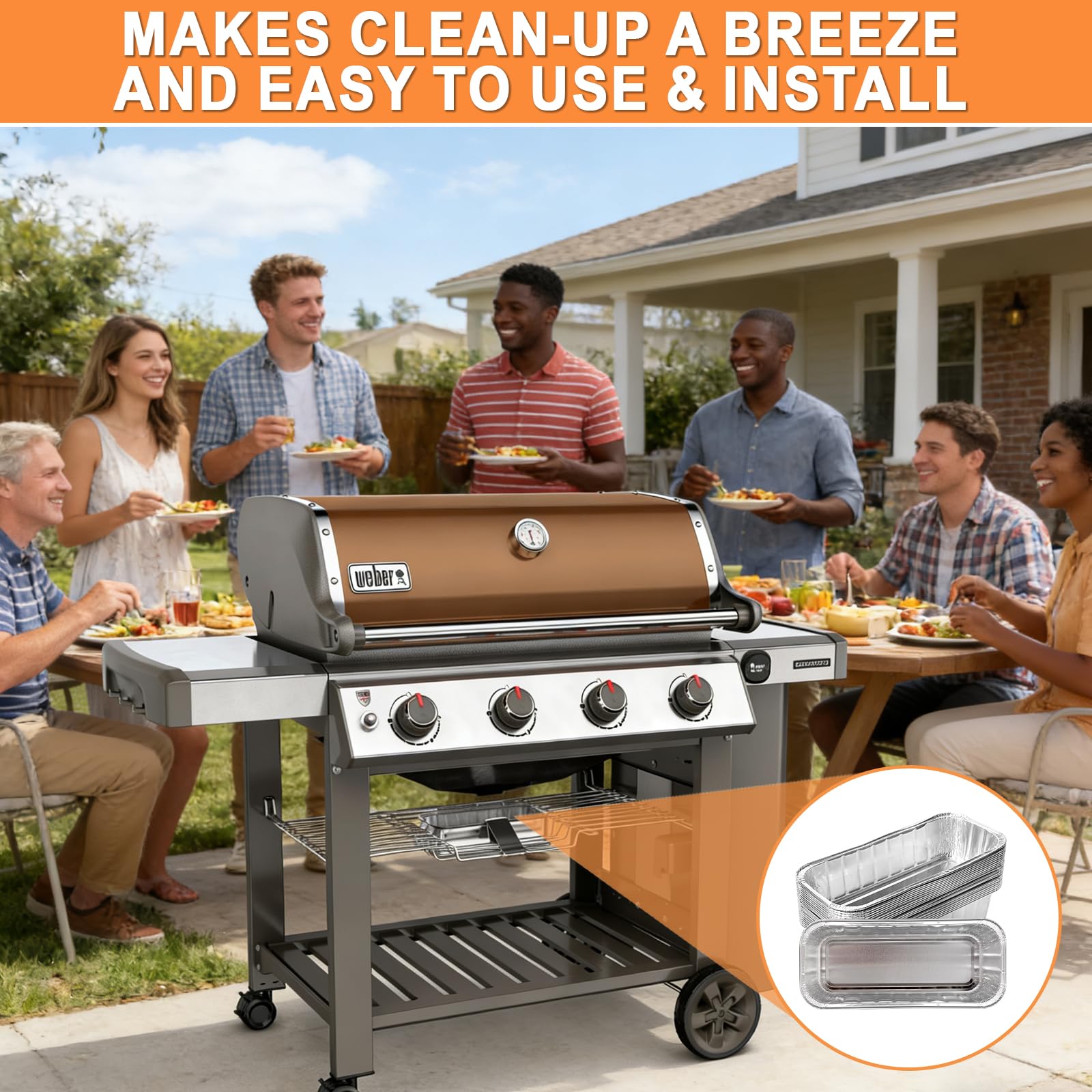 GS4 Genesis 2 Foil Drip Pans for Weber GS4 Genesis II/II LX 400/600(2016+), Summit 400/600 SER, Searwood 600,6489 Aluminum BBQ Grease Catch Trays Liner Replacement for Weber 28''/36" Gas Griddle,20PCS