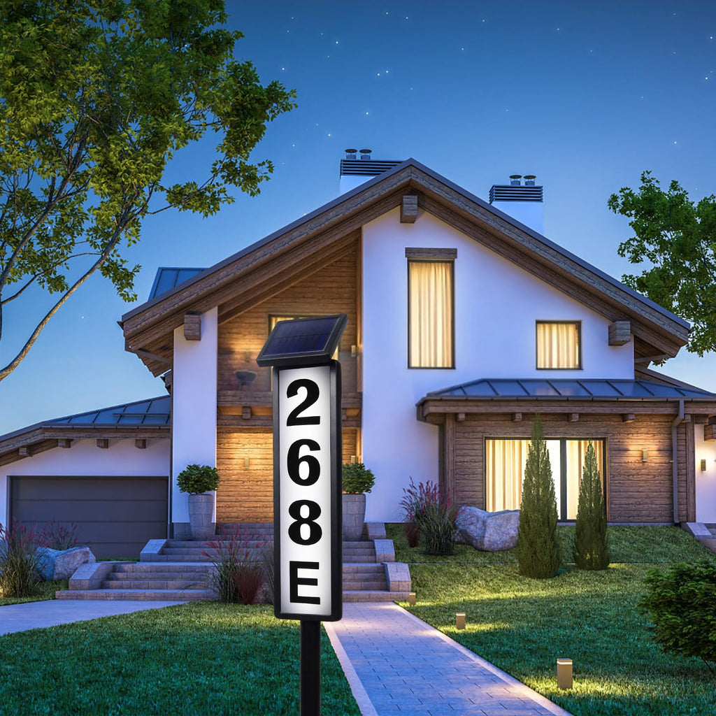 Solar Address Sign Lighted Solar House Numbers for Outside Address Plaques for House Address Sign Numbers for Address, Yard, Garden, Driveway, Outdoor