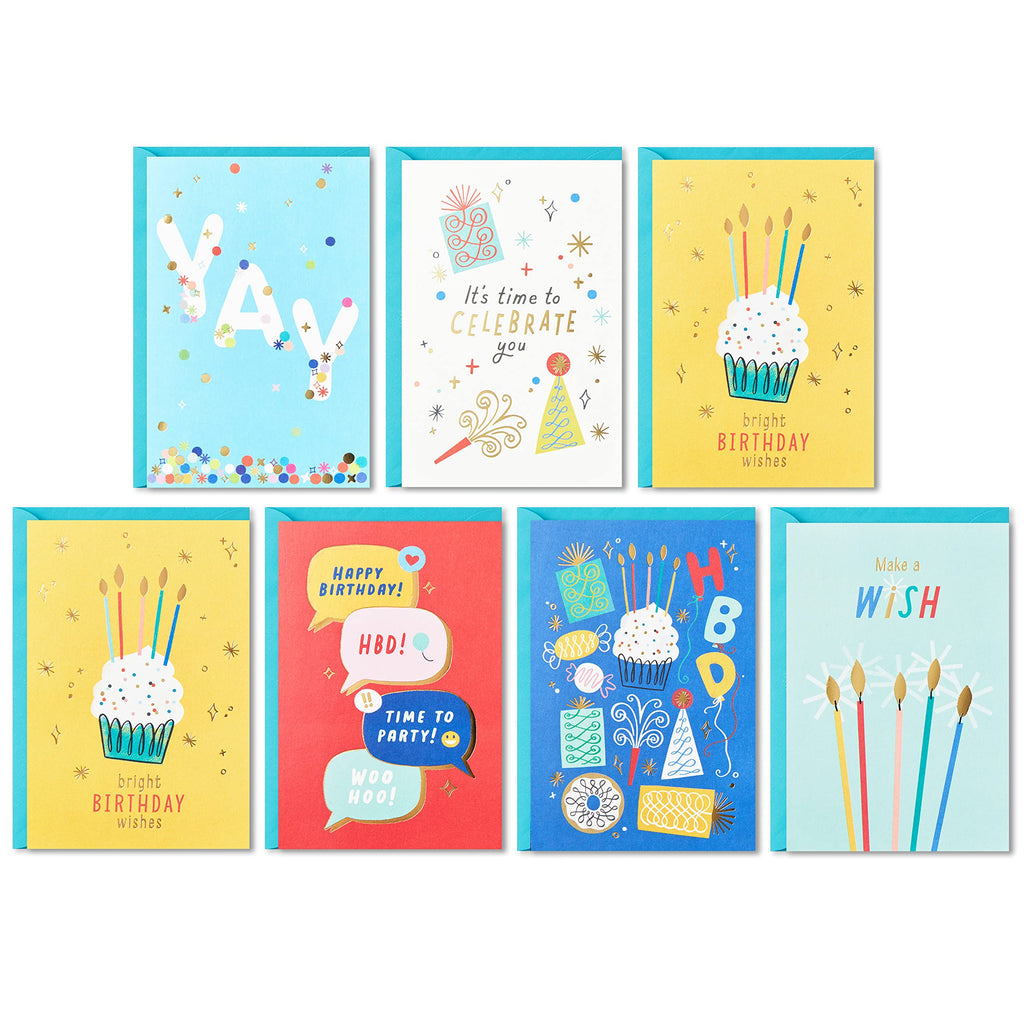 Hallmark Birthday Cards Assortment, 36 Cards with Envelopes (Bright Birthday Wishes)